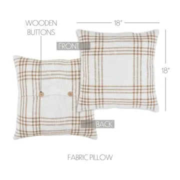 VHC Brands Plaid Pillow Wheat Style for Home Decor