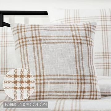 VHC Brands Plaid Pillow Wheat Style for Home Decor