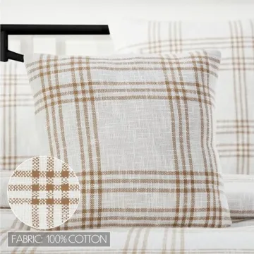 VHC Brands Plaid Pillow Wheat Style for Home Decor