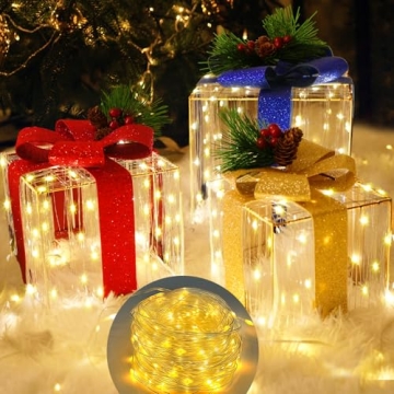 Lighted Valentines Day Decorations with 33Ft String Light, 3 Pack 270 LED Light Up Boxes, Holiday De...