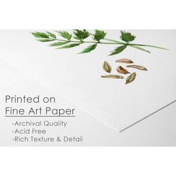 Kitchen Herbs Art Prints - Botanical Prints - (Set of 6) - Unframed - 8x10s | Kitchen Wall Décor | ...