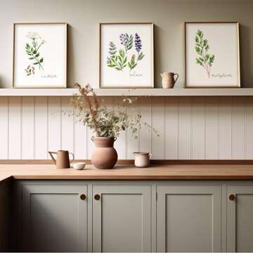 Kitchen Herbs Art Prints - Botanical Prints - (Set of 6) - Unframed - 8x10s | Kitchen Wall Décor | Kitchen Décor for Adding a Touch of Nature and Freshness to Your Kitchen Décor | Botanical Wall Art