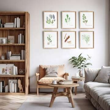 Kitchen Herbs Art Prints - Botanical Prints - (Set of 6) - Unframed - 8x10s | Kitchen Wall Décor | Kitchen Décor for Adding a Touch of Nature and Freshness to Your Kitchen Décor | Botanical Wall Art