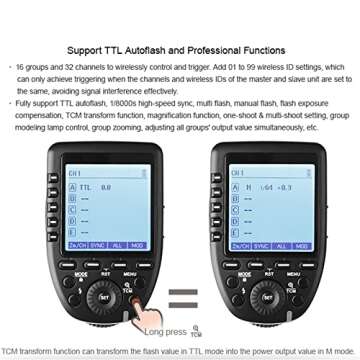 Godox Wireless Flash Trigger Transmitter - XPro-S Compatible with Sony Cameras,TTL 2.4G High-Speed Sync,1/8000s HSS 01-99 Wireless ID,LCD Screen,5 Dedicated Group 11 Customizable Functions