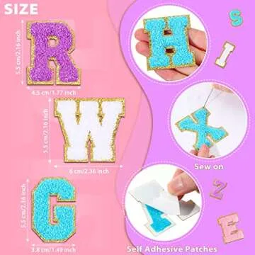 104 Pcs Chenille Letter Patches for Creative Customization