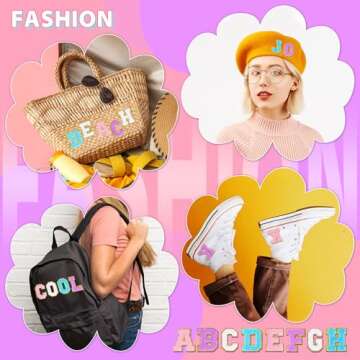 104 Pcs Chenille Letter Patches Self Adhesive Letters Letter Patches Self Adhesive Chenille Patches Chenille Embroidered Patch Self Adhesive Cute Rainbow Patches for Jeans Embroidered Applique