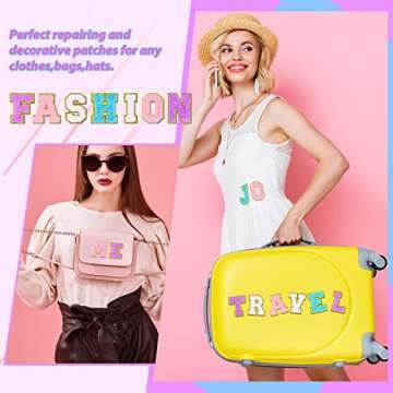 104 Pcs Chenille Letter Patches Self Adhesive Letters Letter Patches Self Adhesive Chenille Patches Chenille Embroidered Patch Self Adhesive Cute Rainbow Patches for Jeans Embroidered Applique