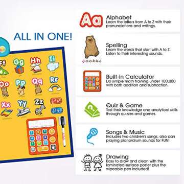 BEST LEARNING i-Poster My Learning Board - Interactive Talking Alphabet Wall Chart, Learn ABC, 123s ...