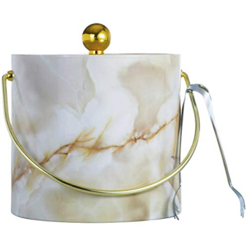 Gold Marble Insulated Ice Bucket with Tongs for Any Occasion