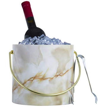 Gold Marble Insulated Ice Bucket with Tongs for Any Occasion