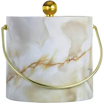 Gold Marble Insulated Ice Bucket with Tongs for Any Occasion
