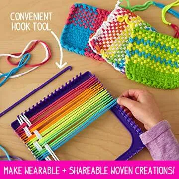 Made By Me Ultimate Weaving Loom, Includes 378 Craft Loops & 1 Weaving Loom with Tool, Makes 25 Projects, 9 Rainbow Colors of Weaving Loops, Hook & Loop Potholder Kit, DIY Weaving Kit
