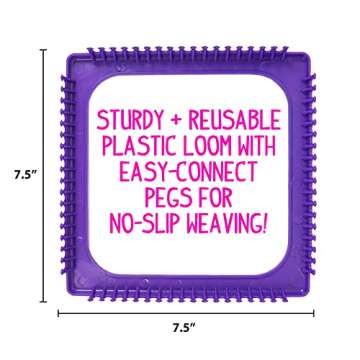 Made By Me Ultimate Weaving Loom, Includes 378 Craft Loops & 1 Weaving Loom with Tool, Makes 25 Projects, 9 Rainbow Colors of Weaving Loops, Hook & Loop Potholder Kit, DIY Weaving Kit