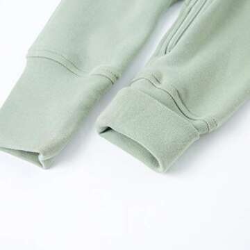 O2 BABY Organic Cotton Baby Footless Pajamas, Zip Front Baby Boys Girls Romper, Long Sleeve Sleep and Play (18-24 Months, Desert Sage)