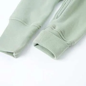 O2 BABY Organic Cotton Baby Footless Pajamas, Zip Front Baby Boys Girls Romper, Long Sleeve Sleep and Play (18-24 Months, Desert Sage)