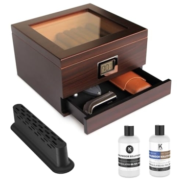 Elegant Glass Top Humidor with Digital Hygrometer