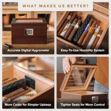 Elegant Glass Top Humidor with Digital Hygrometer