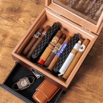 Elegant Glass Top Humidor with Digital Hygrometer