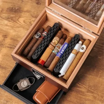 Elegant Glass Top Humidor with Digital Hygrometer