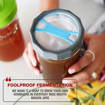 Masontops Kombucha Lid - Home Brewing Mason Jar Supplies - Live Organic Kombucha Making Starter Kit - Scoby Not Included 2-Pack