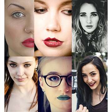 Masedy 16Pcs 20G 316L Stainless Steel Nose Rings Hoop Tragus Cartilage Helix Ring Lip Septum Piercin...