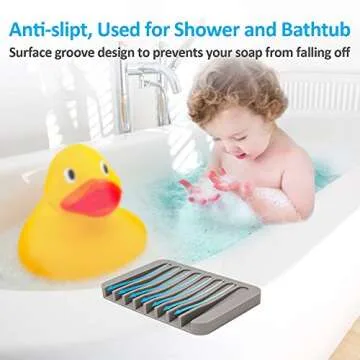 2PCS Mcyye Self Draining Soap Dishes, Premium Silicone Soap Holder & Saver for Shower, Bathroom, Kitchen, Bath Tub, Razor, Sponges, Drains Water Very Well, Can Extend Soap Life, Easy Clean