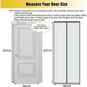 Magnetic Screen Door Mesh-Fit 36x82inch Door-Screen Door Itself Size 38x83inch-Keeps Bugs Mosquito O...