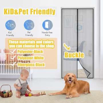 Magnetic Screen Door Mesh-Fit 36x82inch Door-Screen Door Itself Size 38x83inch-Keeps Bugs Mosquito Out - Magnet for Interior Door Patio Outdoor Gym Crafts Sun House,Black