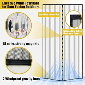 Magnetic Screen Door Mesh-Fit 36x82inch Door-Screen Door Itself Size 38x83inch-Keeps Bugs Mosquito Out - Magnet for Interior Door Patio Outdoor Gym Crafts Sun House,Black