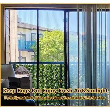 Magnetic Screen Door Mesh-Fit 36x82inch Door-Screen Door Itself Size 38x83inch-Keeps Bugs Mosquito Out - Magnet for Interior Door Patio Outdoor Gym Crafts Sun House,Black