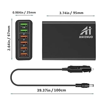 6-Port USB Car Charger, QC 3.0 Fast Charge Adapter