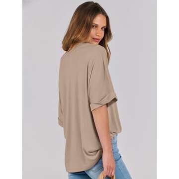 ANRABESS Womens Tops Oversized T Shirts Short Sleeve Crewneck Summer Casual Loose Basic Tee Shirt 2025 Trendy Fashion Clothes Khaki Medium