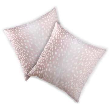 Sivirary Antelope Pillow Covers 18x18 Inch Set of 2, Brown Pink White Faux Fawn Animal Print Decorat...