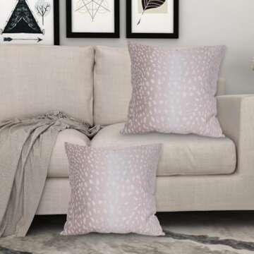 Sivirary Antelope Pillow Covers 18x18 Inch Set of 2, Brown Pink White Faux Fawn Animal Print Decorative Throw Pillow Cases Neutral Cushion Covers Modern Decoration Gift Farmhouse Sofa Couch Bed Decor