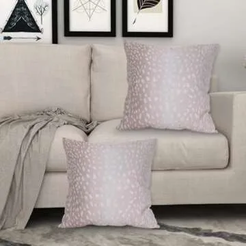 Sivirary Antelope Pillow Covers 18x18 Inch Set of 2, Brown Pink White Faux Fawn Animal Print Decorative Throw Pillow Cases Neutral Cushion Covers Modern Decoration Gift Farmhouse Sofa Couch Bed Decor