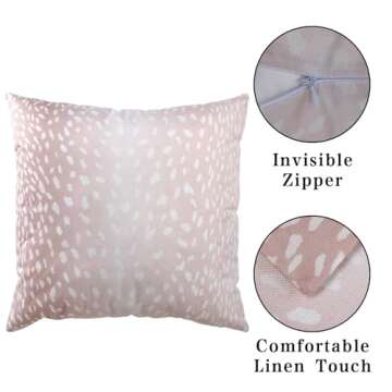 Sivirary Antelope Pillow Covers 18x18 Inch Set of 2, Brown Pink White Faux Fawn Animal Print Decorative Throw Pillow Cases Neutral Cushion Covers Modern Decoration Gift Farmhouse Sofa Couch Bed Decor