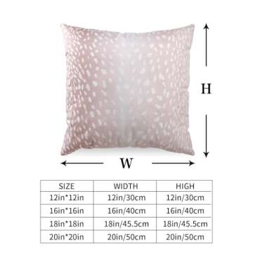 Sivirary Antelope Pillow Covers 18x18 Inch Set of 2, Brown Pink White Faux Fawn Animal Print Decorative Throw Pillow Cases Neutral Cushion Covers Modern Decoration Gift Farmhouse Sofa Couch Bed Decor
