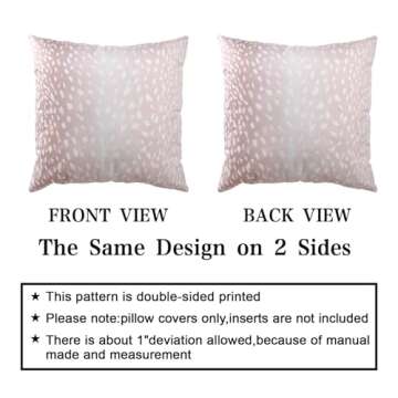 Sivirary Antelope Pillow Covers 18x18 Inch Set of 2, Brown Pink White Faux Fawn Animal Print Decorative Throw Pillow Cases Neutral Cushion Covers Modern Decoration Gift Farmhouse Sofa Couch Bed Decor