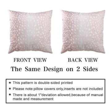 Sivirary Antelope Pillow Covers 18x18 Inch Set of 2, Brown Pink White Faux Fawn Animal Print Decorative Throw Pillow Cases Neutral Cushion Covers Modern Decoration Gift Farmhouse Sofa Couch Bed Decor