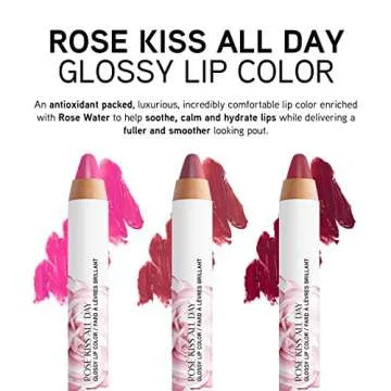 Physicians Formula Rosé Kiss All Day Glossy Lipstick Lip Color Makeup, Red Xoxo | Dermatologist Tes...
