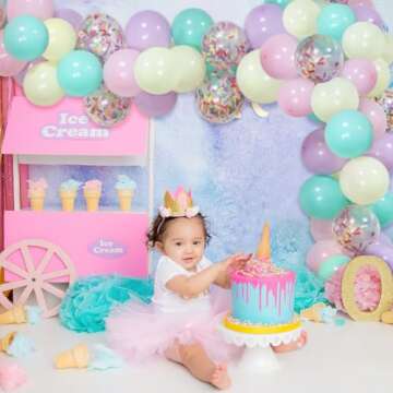 Sweet Ice Cream Party Balloon Arch Garland Pastel Macaron Popsicle Confetti Balloon Summer Ice Cream...