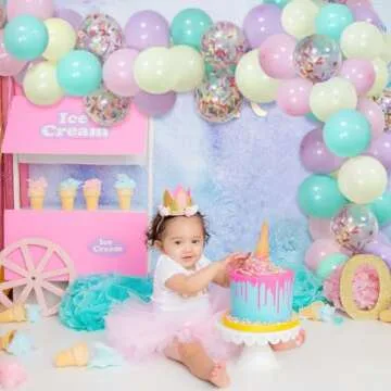 Sweet Ice Cream Party Balloon Arch Garland Pastel Macaron Popsicle Confetti Balloon Summer Ice Cream...