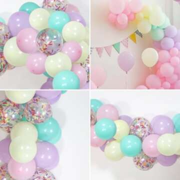 Sweet Ice Cream Party Balloon Arch Garland Pastel Macaron Popsicle Confetti Balloon Summer Ice Cream Theme Party Decor for Baby Bridal Shower Girl Ice Cream Bday Wedding Graduation Party Supplies