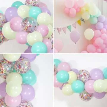 Sweet Ice Cream Party Balloon Arch Garland Pastel Macaron Popsicle Confetti Balloon Summer Ice Cream Theme Party Decor for Baby Bridal Shower Girl Ice Cream Bday Wedding Graduation Party Supplies