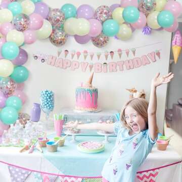 Sweet Ice Cream Party Balloon Arch Garland Pastel Macaron Popsicle Confetti Balloon Summer Ice Cream Theme Party Decor for Baby Bridal Shower Girl Ice Cream Bday Wedding Graduation Party Supplies