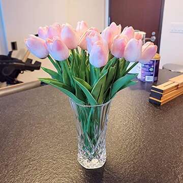 Cloudecor 20Pcs Artificial Tulips Fake Tulip Real Touch Latex Flowers for Wedding Party Home Office Decor (Pink - 20p)