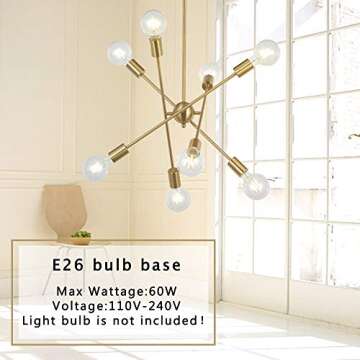 Buy BONLICHT 8 Lights Adjustable Sputnik Chandelier