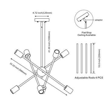 Buy BONLICHT 8 Lights Adjustable Sputnik Chandelier