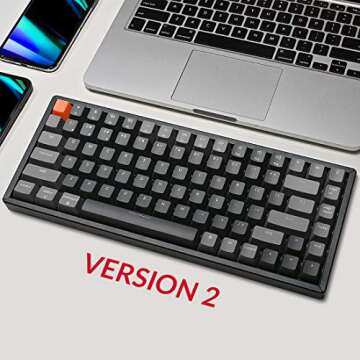 Keychron K2 Version 2 Wireless Gaming Mechanical Keyboard, Bluetooth/USB Wired Compact 84 Keys RGB L...