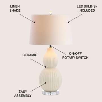 JONATHAN Y JYL8019A Thatcher 28.25\" Ceramic LED Table Lamp for Modern Decor